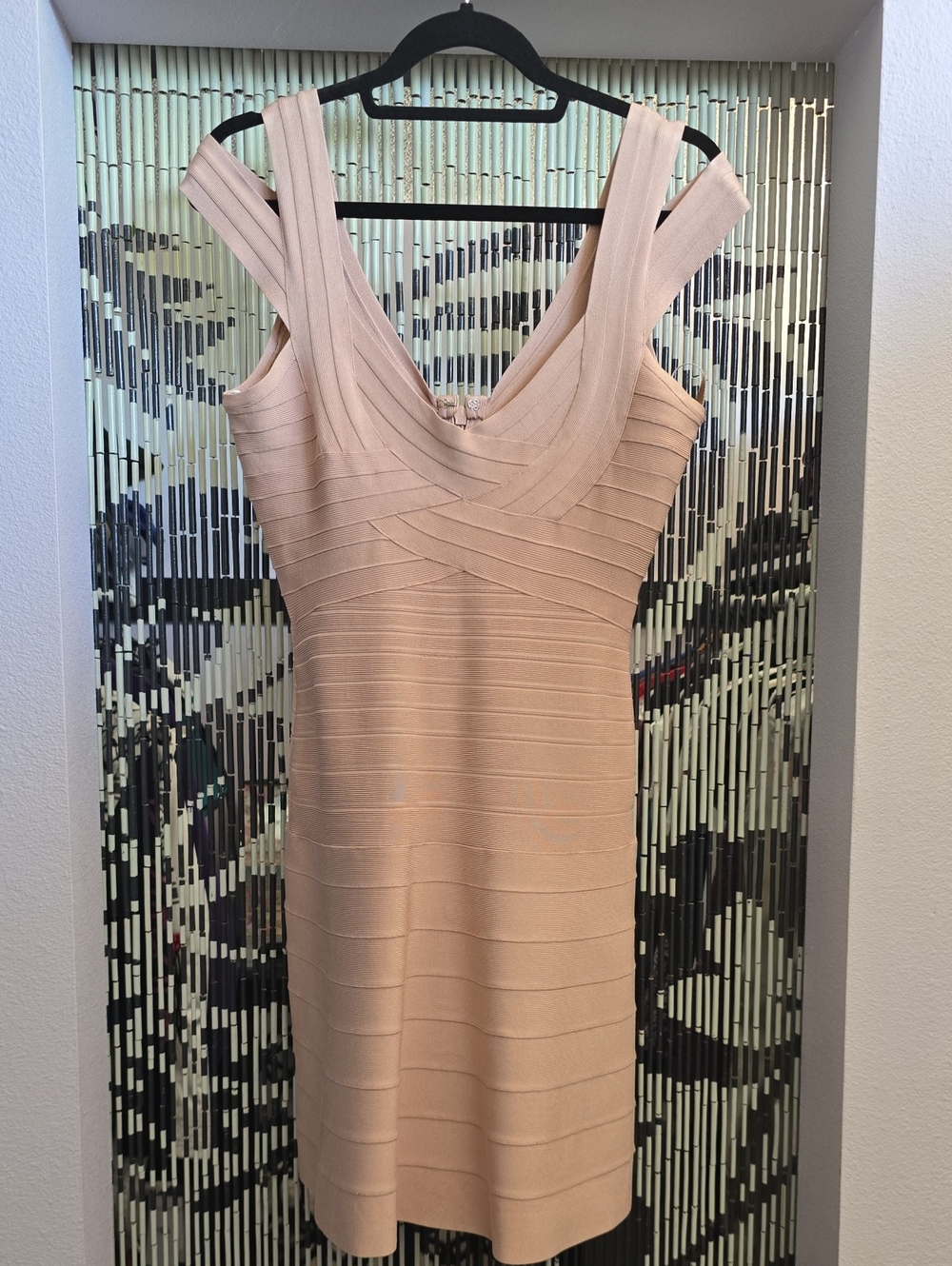Herve Leger Blush Pink Bandage Midi Dress